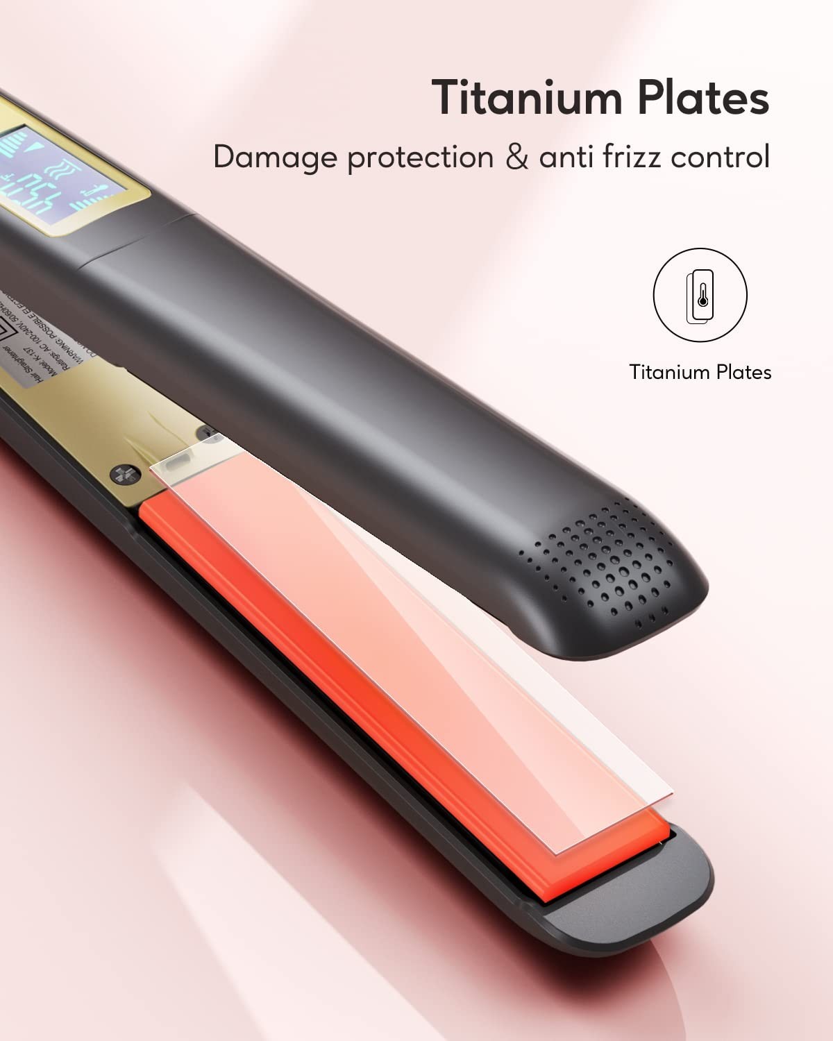 1 Inch Professional Flat Iron for All Hair Types - Fast Heating & Tourmaline Titanium Plates