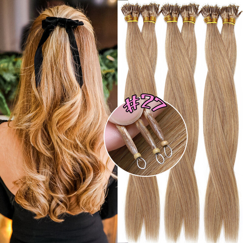 150g Human Hair Extensions with Nano Rings - Thick Ombre Micro Loop Beads