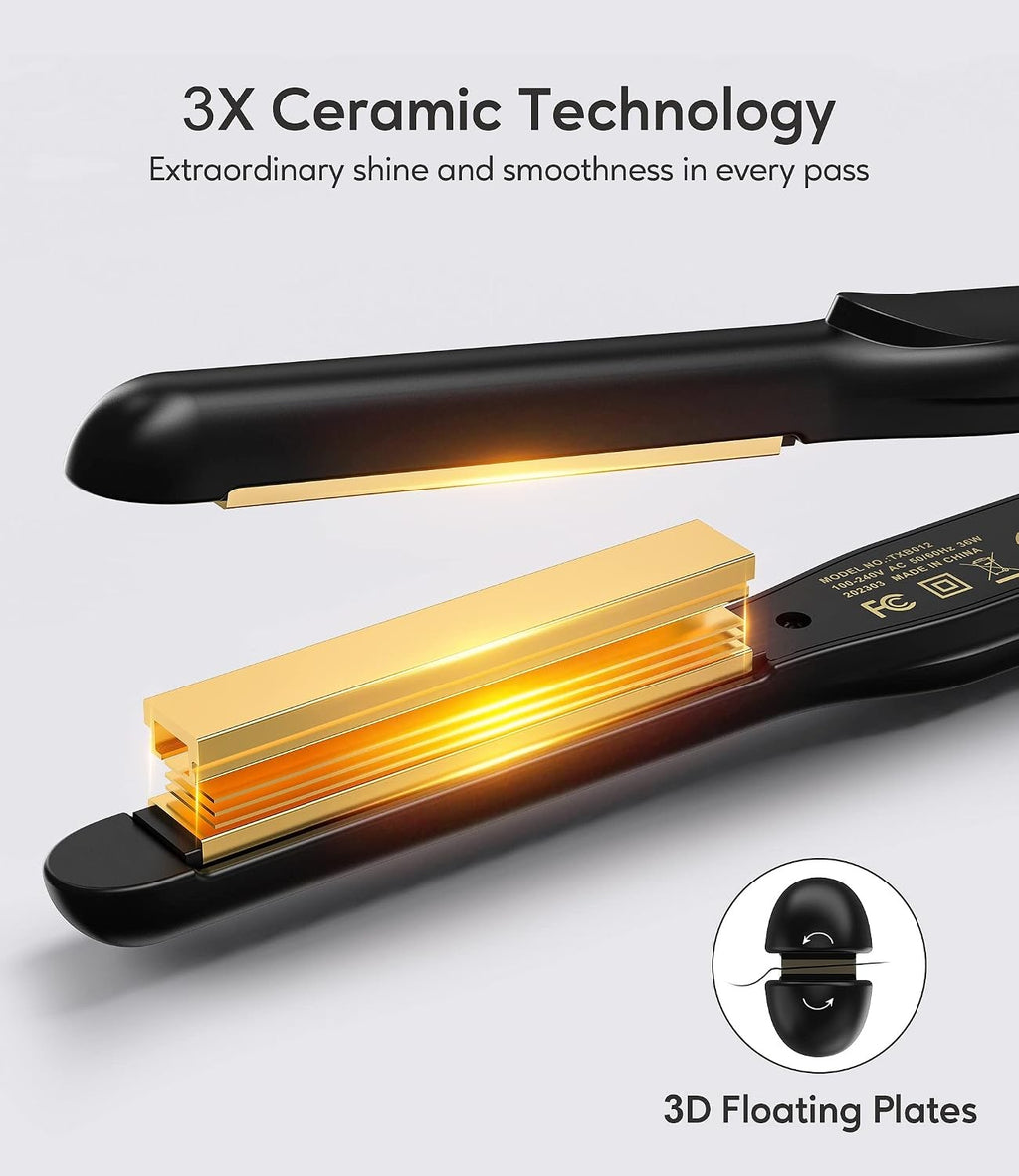 2-in-1 Flat Iron & Curling Iron for Short Hair - 0.5 Inch Ceramic Plates