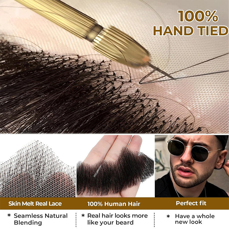 Realistic Fake Goatee Beard for Men - Human Hair Costume Facial Hair