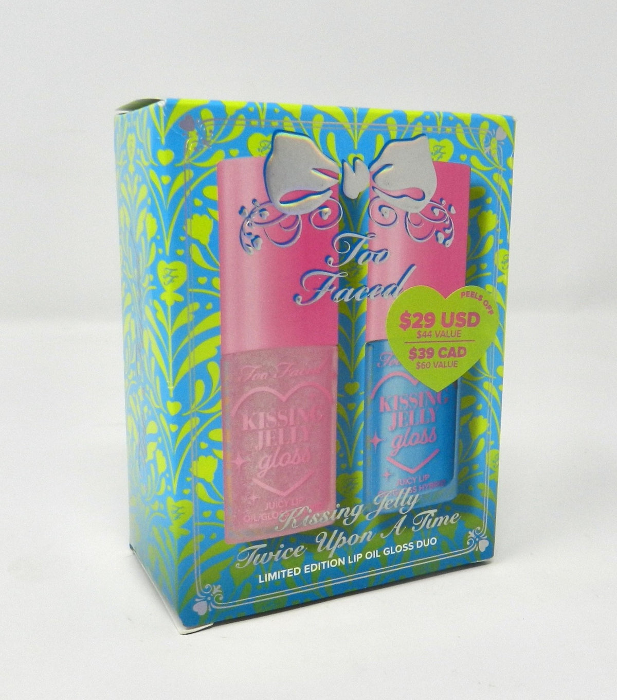 Too Faced Kissing Jelly Lip Oil & Gloss Duo Bubblegum Blue Snow