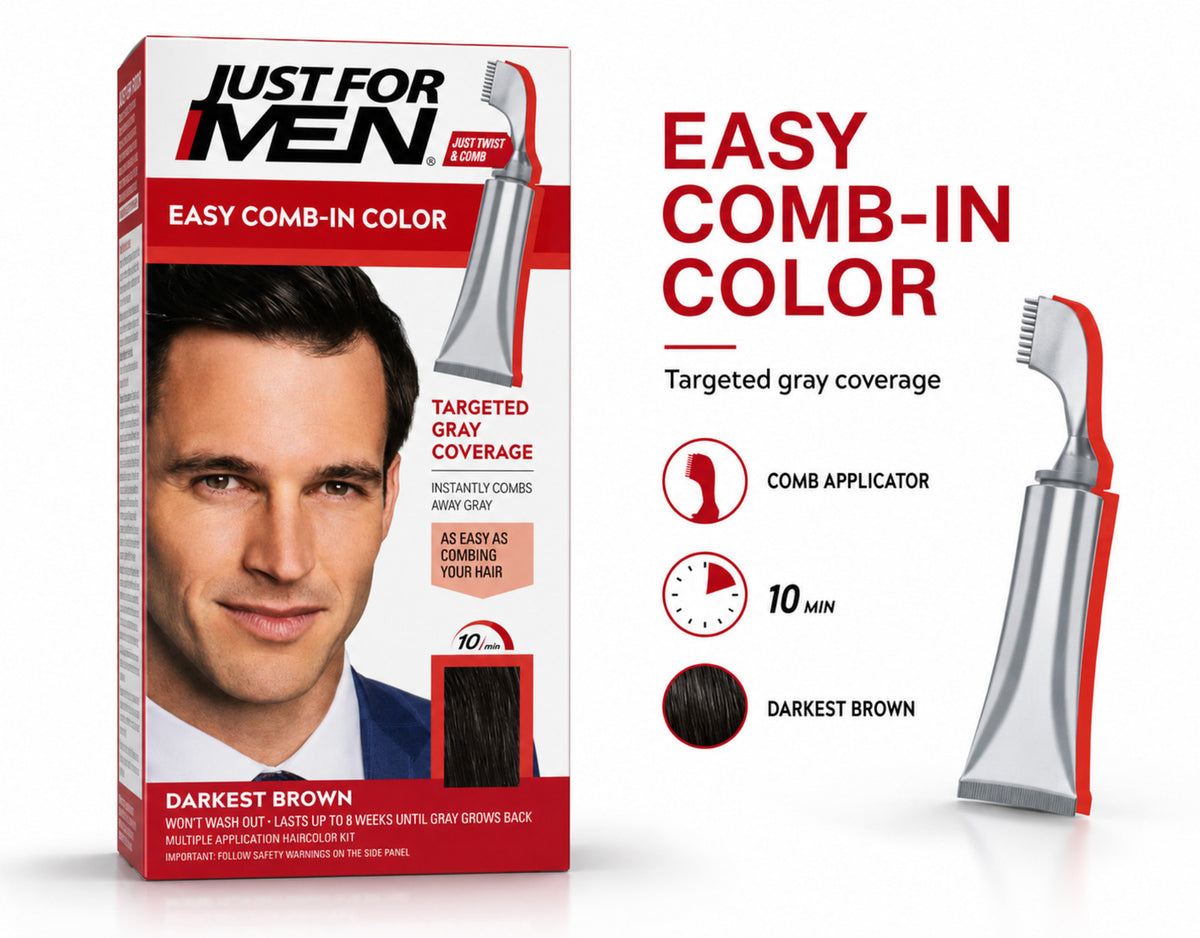 Darkest Brown Hair Color Kit for Men - Autostop No-Drip Formula, 2 Pack