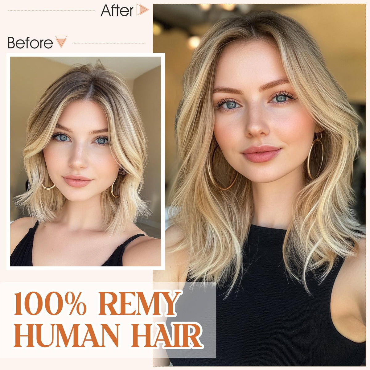 14 Inch Human Hair Wire Extensions - Short Straight Natural, 60G