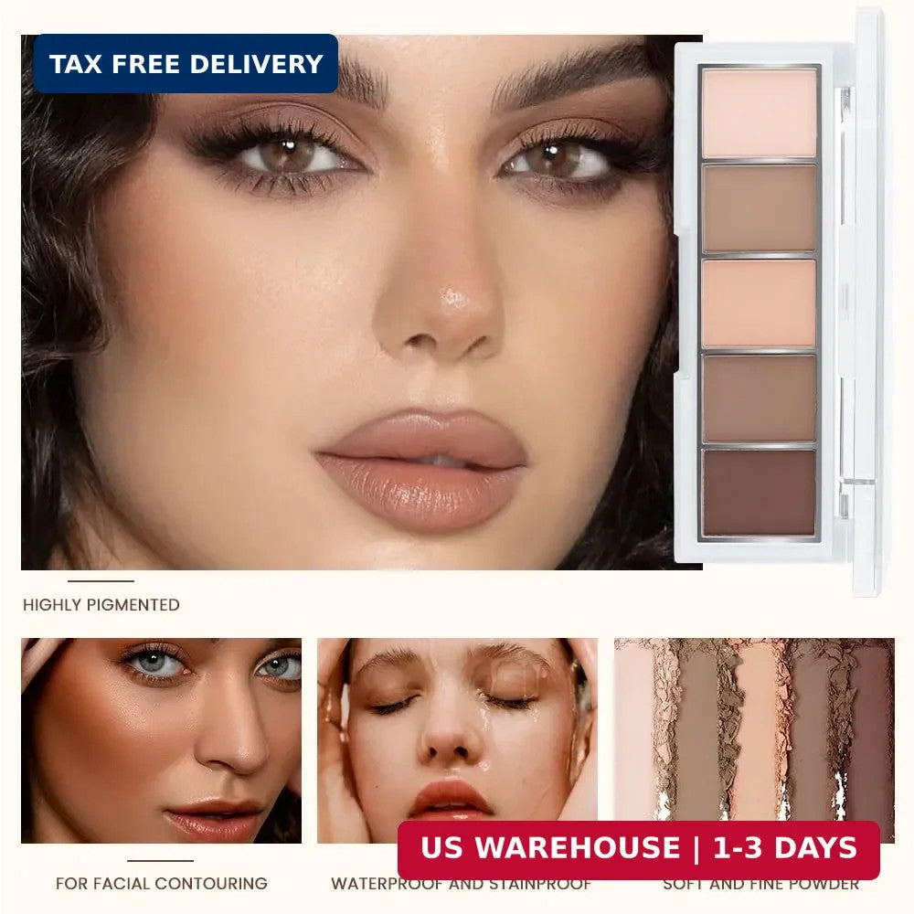 5 Colors Matte Eyeshadow Palette Nude Pink Brown Taupe Long Lasting Waterproof