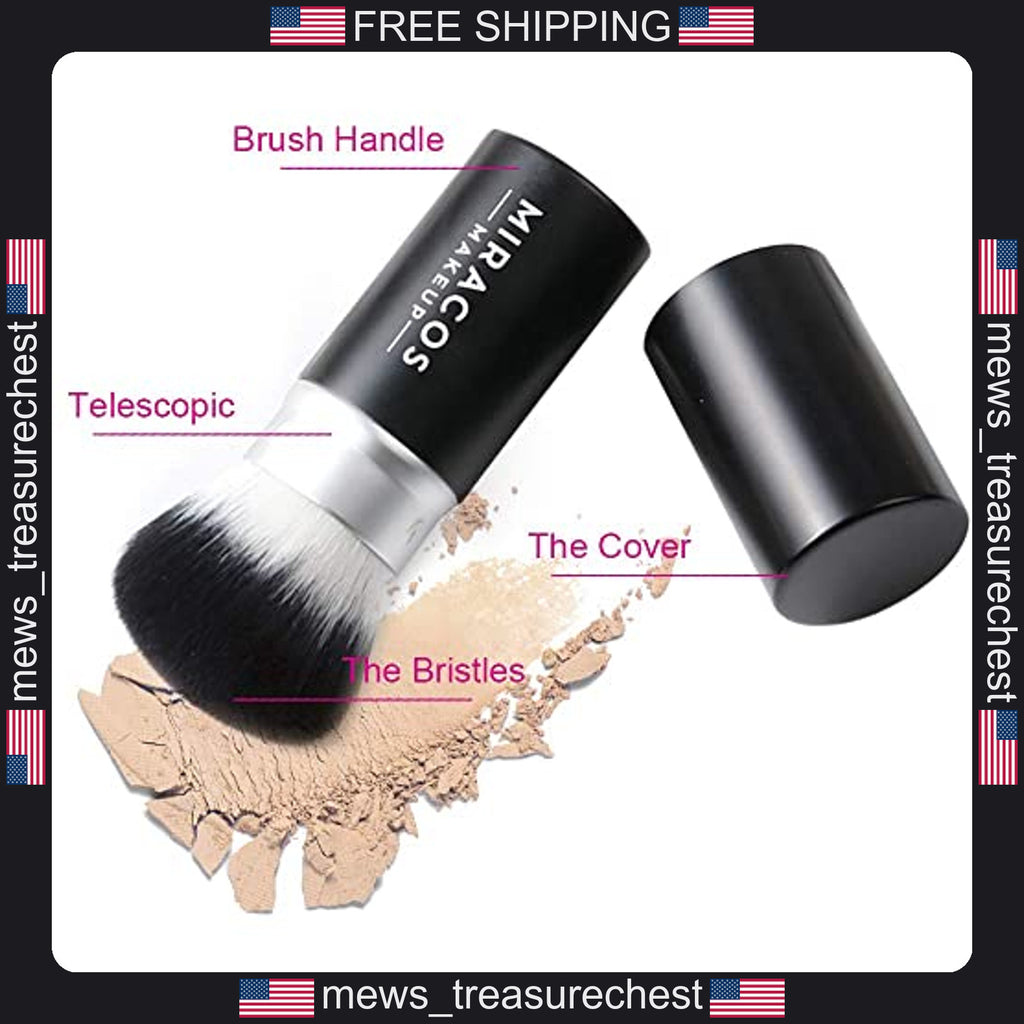 Travel Retractable Kabuki Brush for Blush, Foundation & Powder