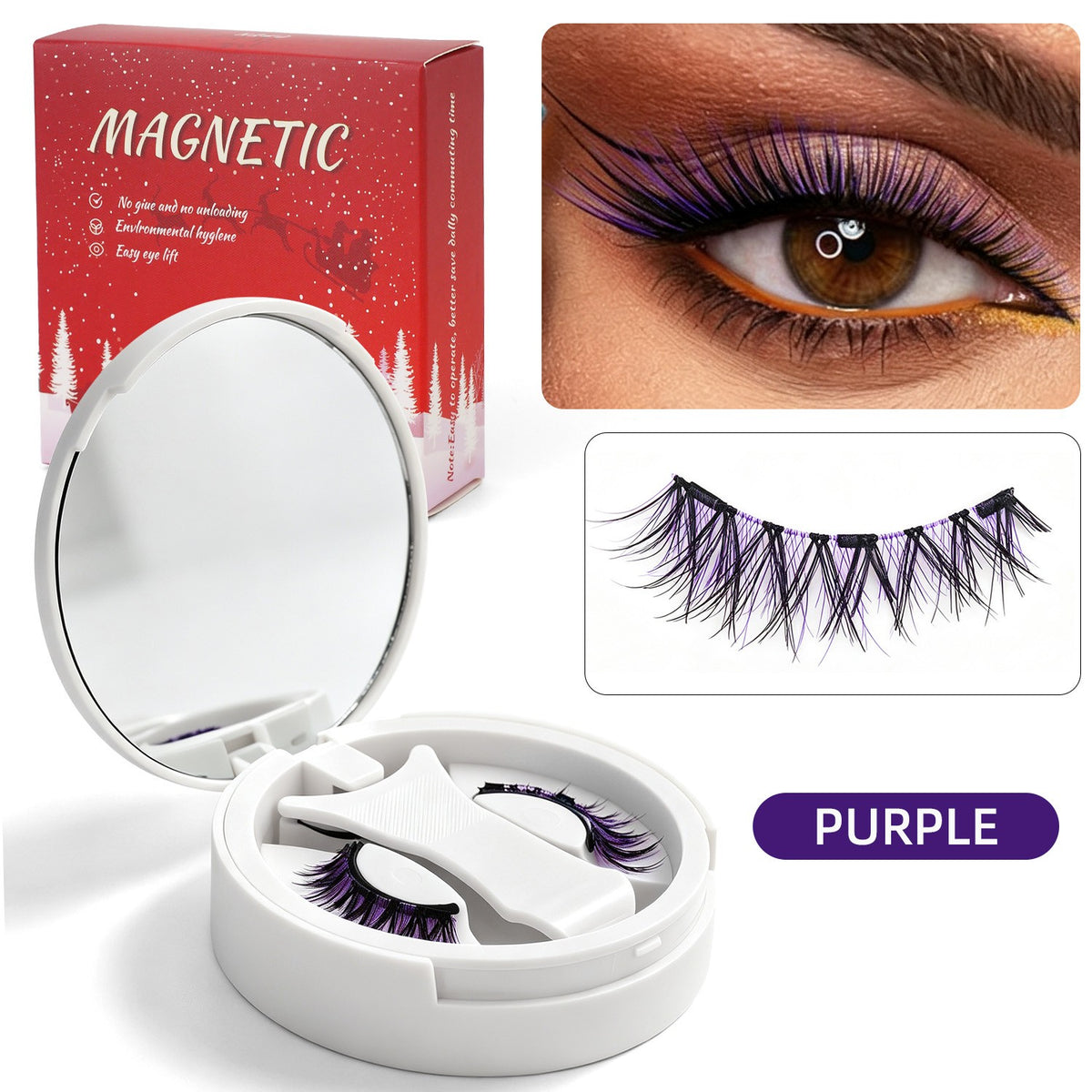 Magnetic False Eyelashes Reusable No Glue for Party Travel - Color Variants