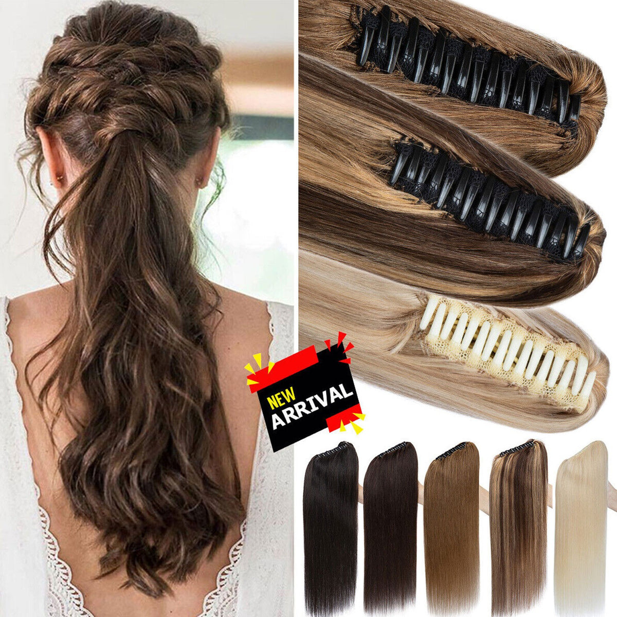 Remy Human Hair Ponytail Extensions Claw In Thick 100G for Natural Look