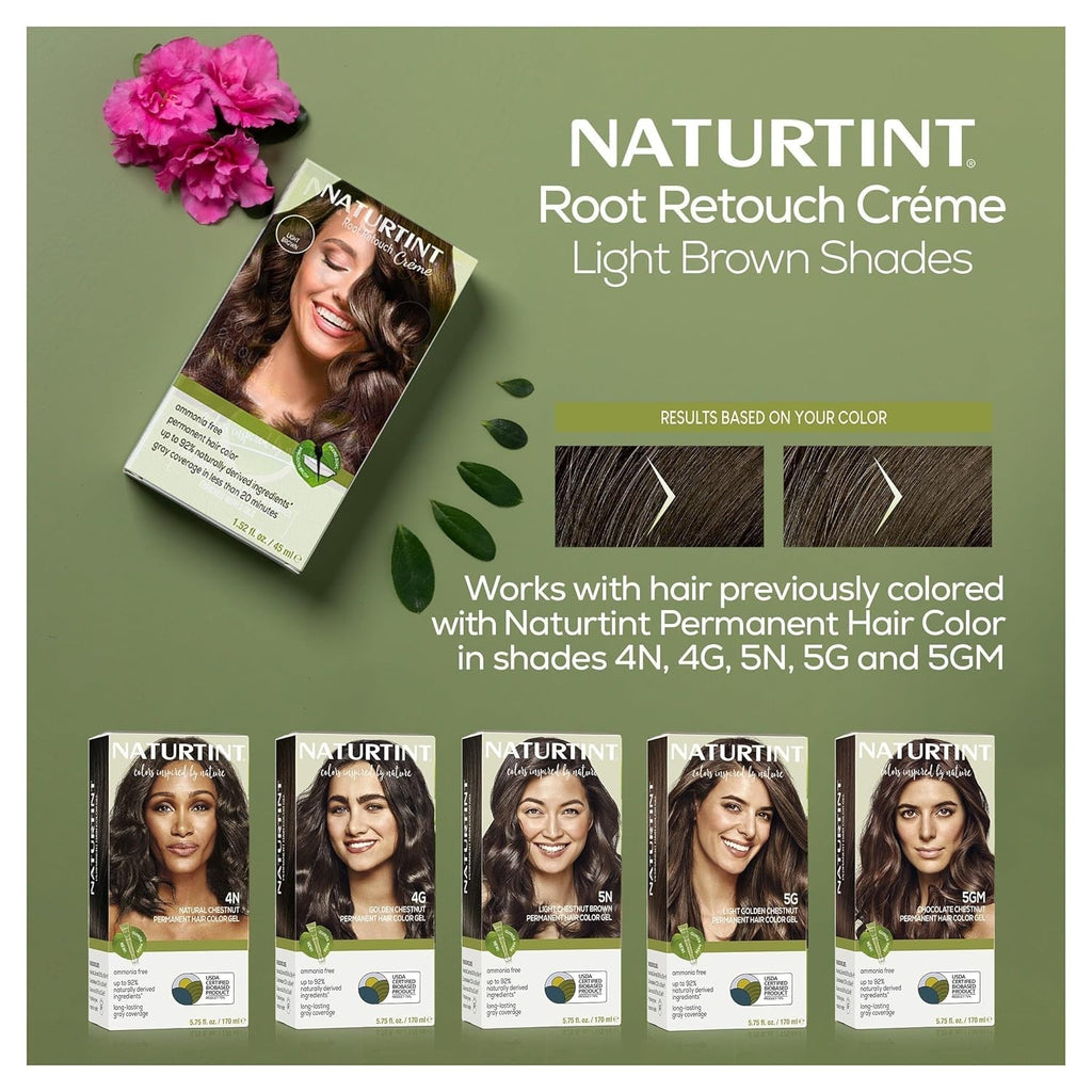 Natural Hair Color Root Retouch Creme Light Brown 6-Pack - Permanent Hair Dye