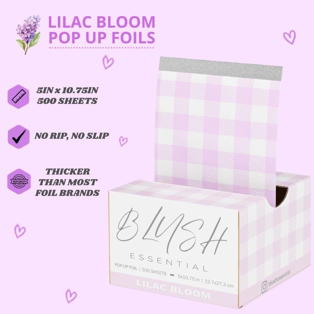 Hair Highlight Foils - 5 x 10.75in Lilac Bloom 500 Pack for Balayage & Bleaching