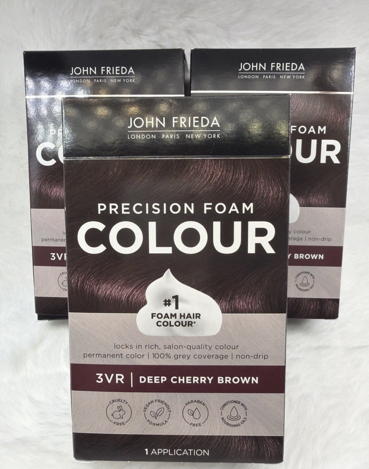 John Frieda Deep Cherry Brown Hair Dye Foam - Pack of 3