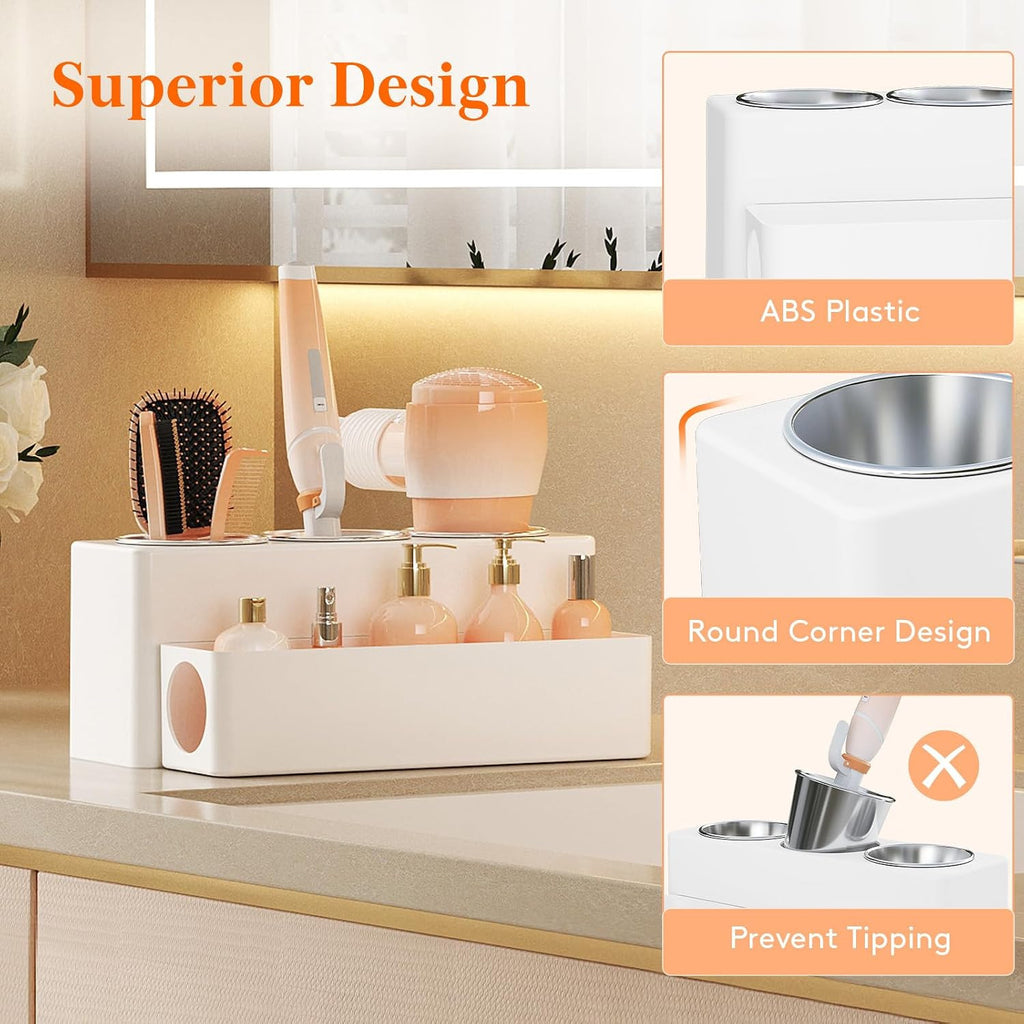 Hair Tool Organizer with 3 Heat-Resistant Cups and Cord Management