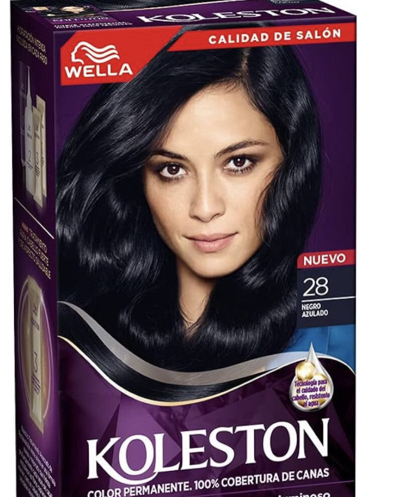 Permanent Hair Dye Wella Koleston #28 Negro Azulado Gray Coverage 100% - Hydrated Luminous Hair