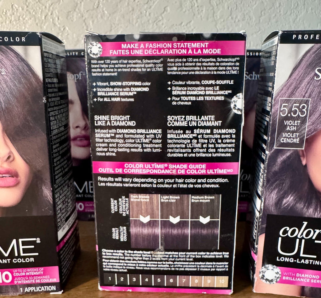 Schwarzkopf Color Ultime Violet Ash Hair Dye - Long Lasting Vibrant Color Pack