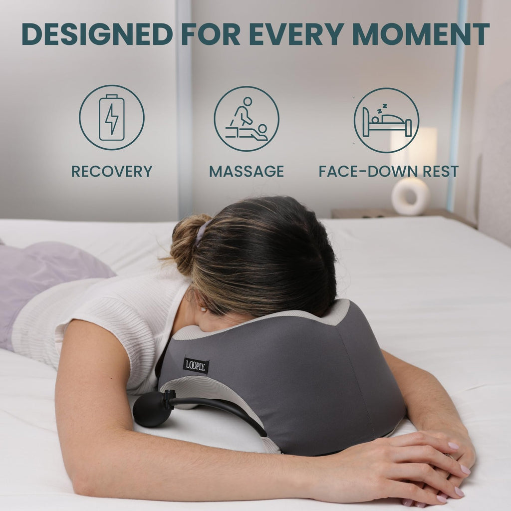 Massage Face Down Pillow with Adjustable Height and Breathable Face Pads - Support Cradle for Bed, Travel & Massage