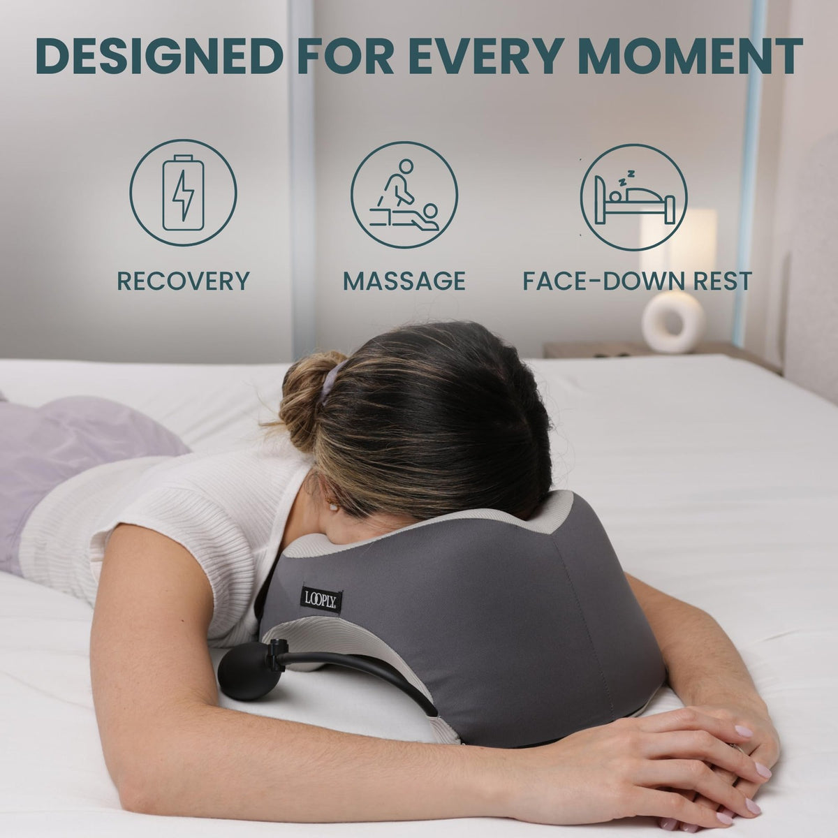 Massage Face Down Pillow with Adjustable Height and Breathable Face Pads - Support Cradle for Bed, Travel & Massage