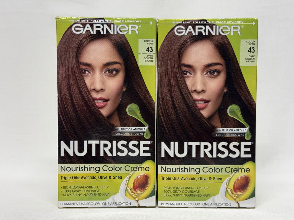 Garnier Nutrisse Hair Color #43 Dark Golden Brown Permanent Pack 2