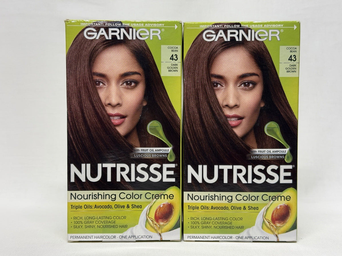 Garnier Nutrisse Hair Color #43 Dark Golden Brown Permanent Pack 2