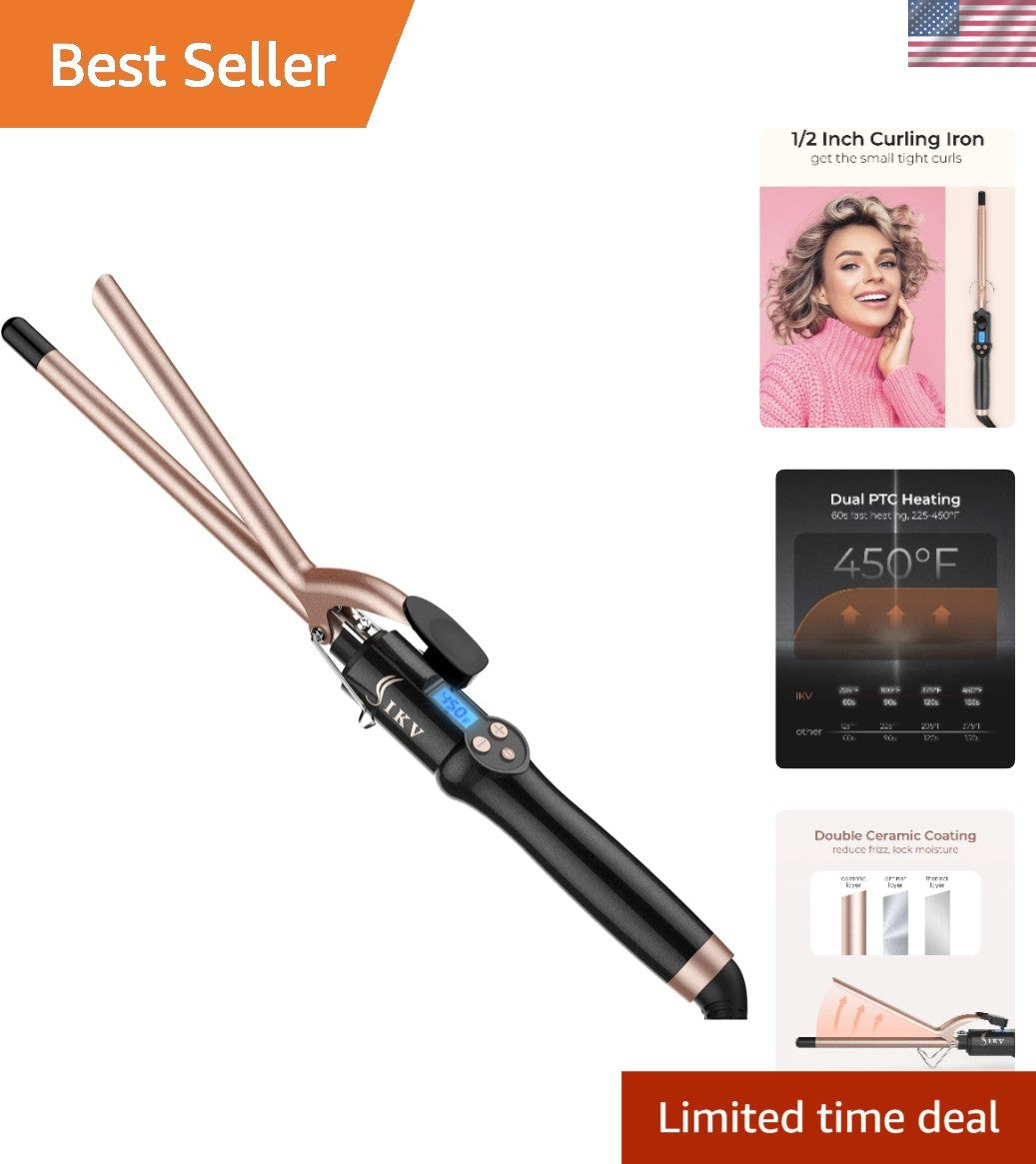 1/2 Inch Ceramic Curling Iron for Long-Lasting Glossy Curls