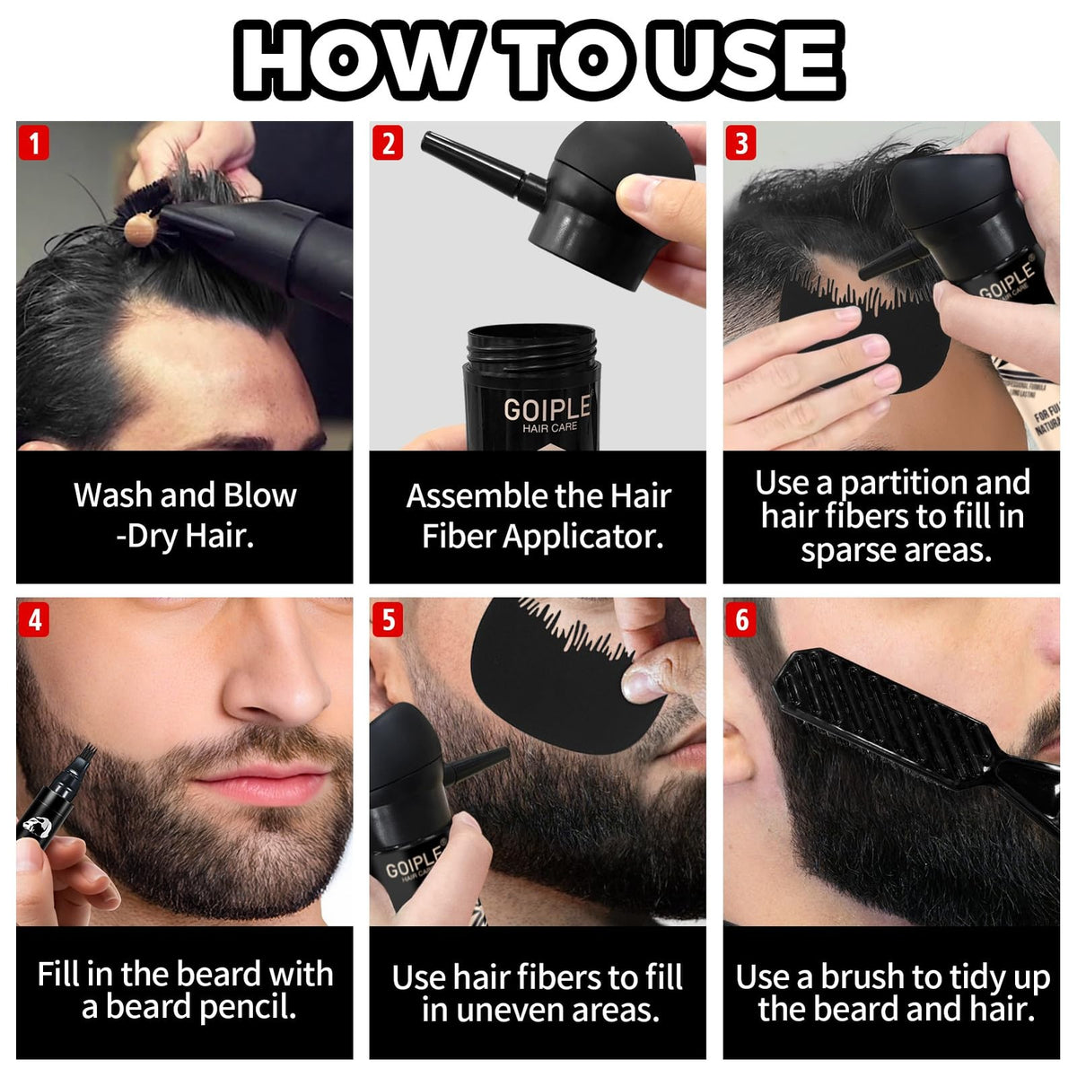 Waterproof Beard Pencil Filler & Brush for Men - Long Lasting Natural Finish