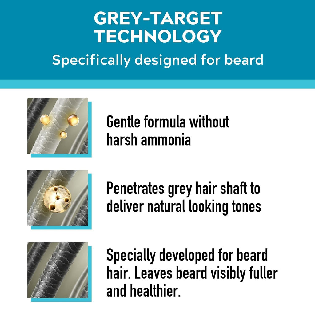 Mustache & Beard Color Gel Light Brown Gray - Semi-Permanent, No Mess