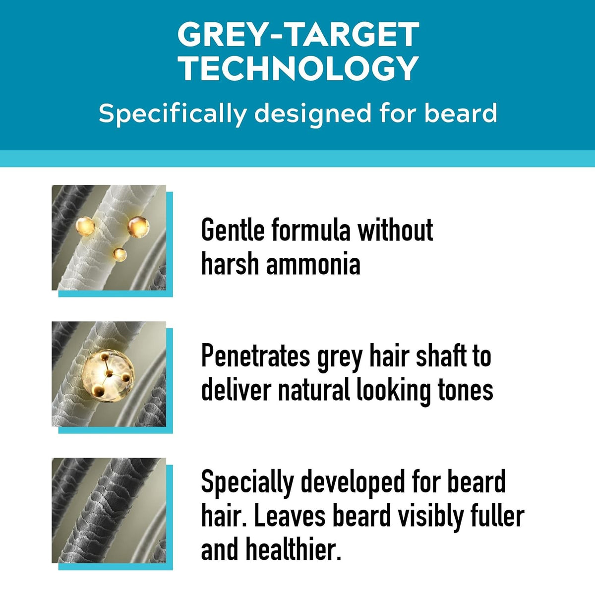 Mustache & Beard Color Gel Light Brown Gray - Semi-Permanent, No Mess