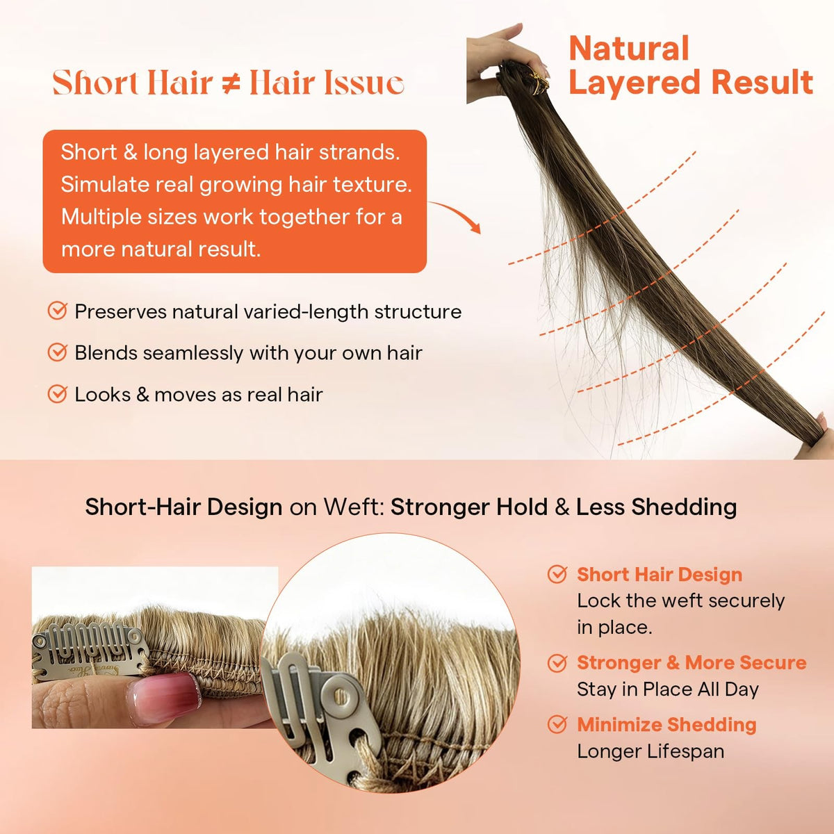 Human Hair Clip-In Extensions Blonde Remy Hair for Easy Volume & Highlights