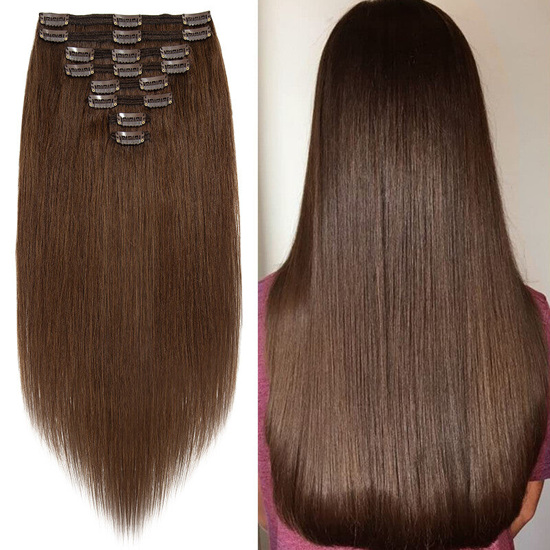 Double Weft Clip-In Hair Extensions - Remy Human Hair Ombre Full Head Set