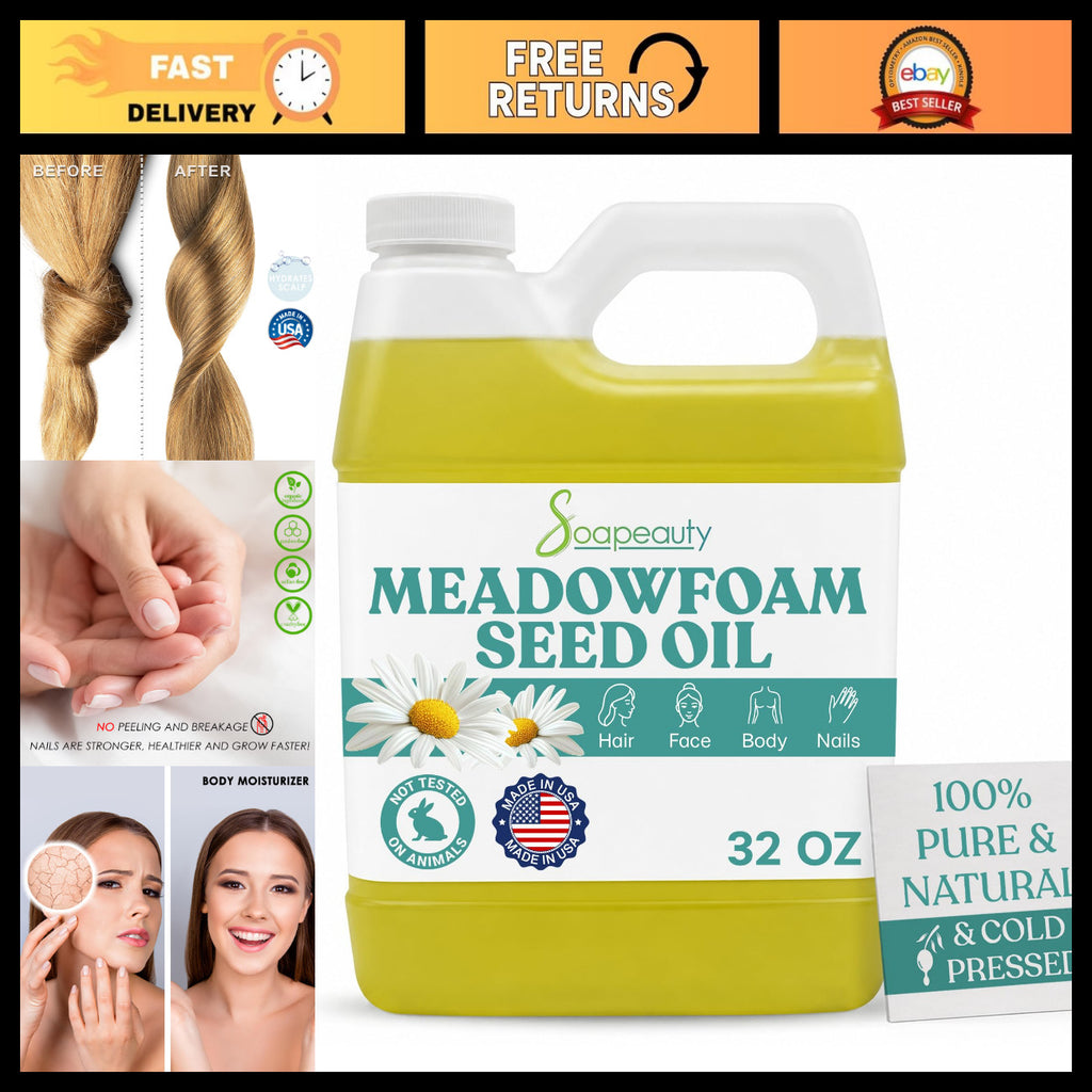 Pure Meadowfoam Seed Oil - Cold Pressed Natural Moisturizer for Skin & Hair