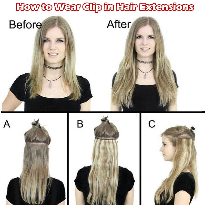 Remy Clip-In Hair Extensions Full Head One Piece 3/4 Length & Weight Options