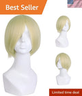 12-Inch Blonde Cosplay Wig with Monofilament Top for Anime & Costume Events