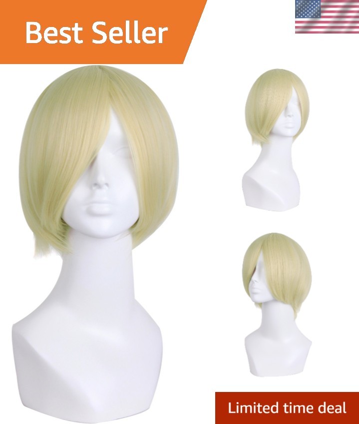12-Inch Blonde Cosplay Wig with Monofilament Top for Anime & Costume Events