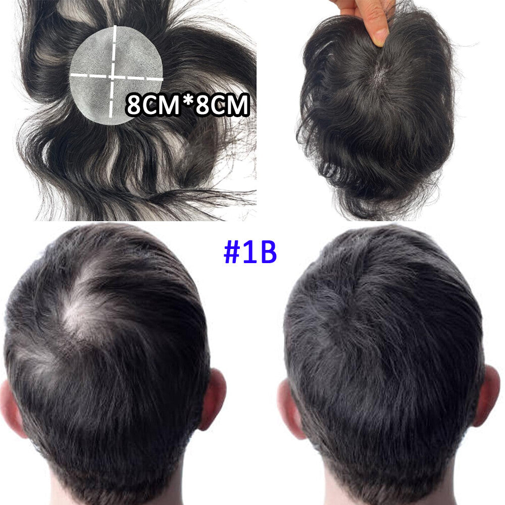 Men's Hair Patch Toupee for Bald Spot Full Skin Base Natural Remy Human Hair