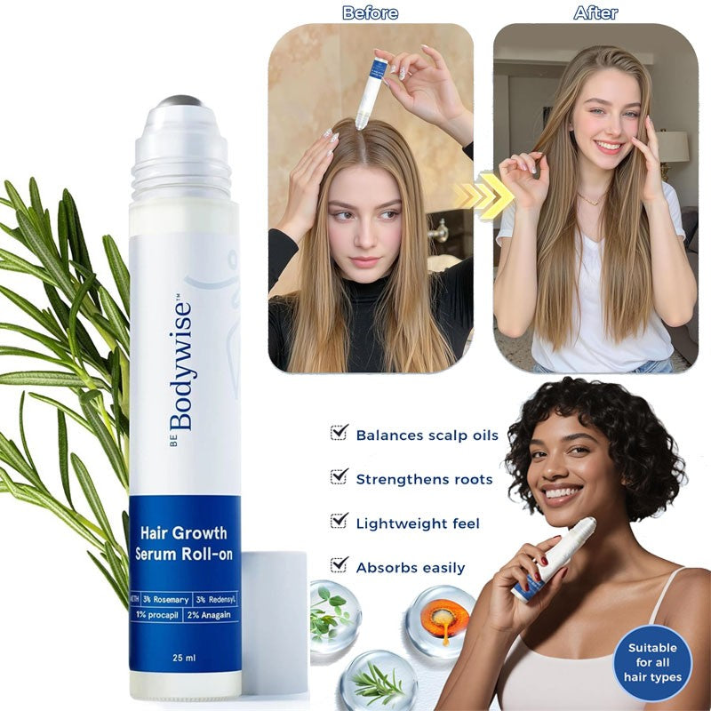 Hair Growth Serum Roll-On with Rosemary & Redensyl - 25ml, Anti-Hair Loss Treatment