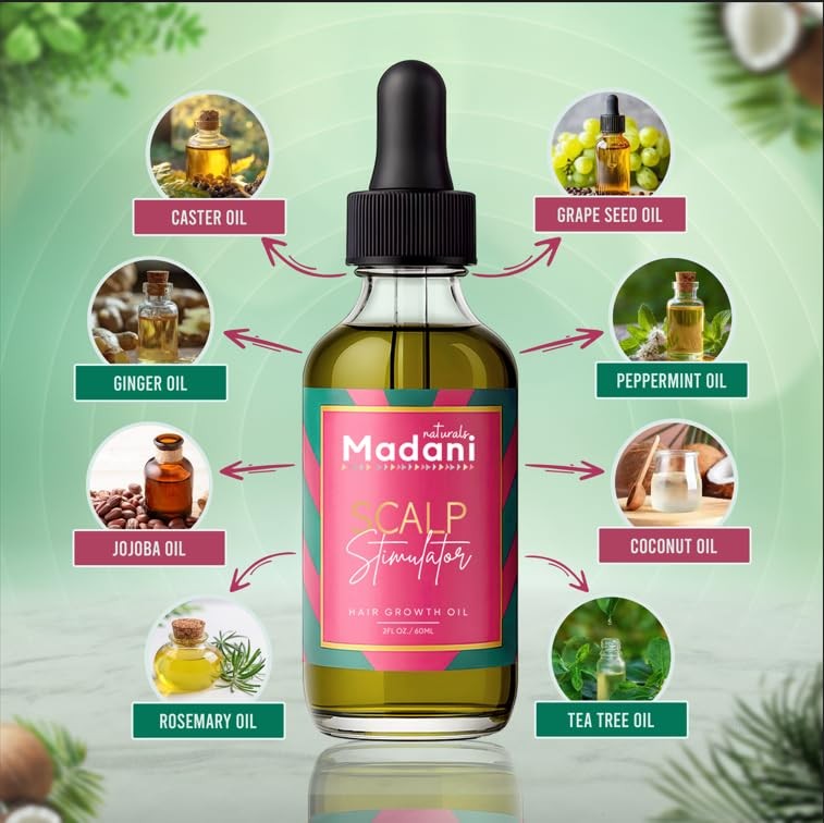 Scalp Stimulator Hair Growth Oil with Rosemary & Mint - Hair Loss Treatment for All Hair Types