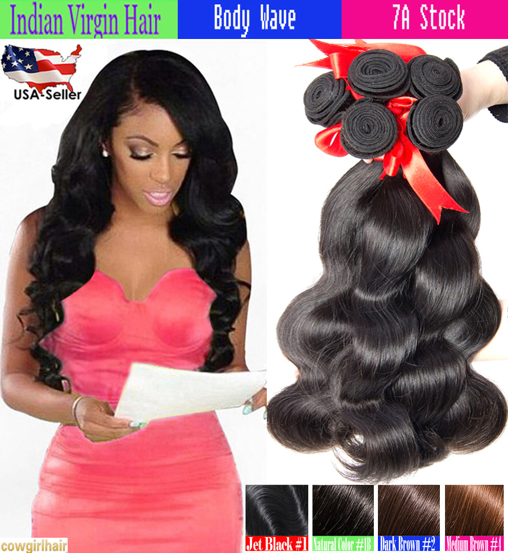 Brazilian & Indian Human Hair Weave Virgin Remy Body Wave - Multiple Lengths & Colors