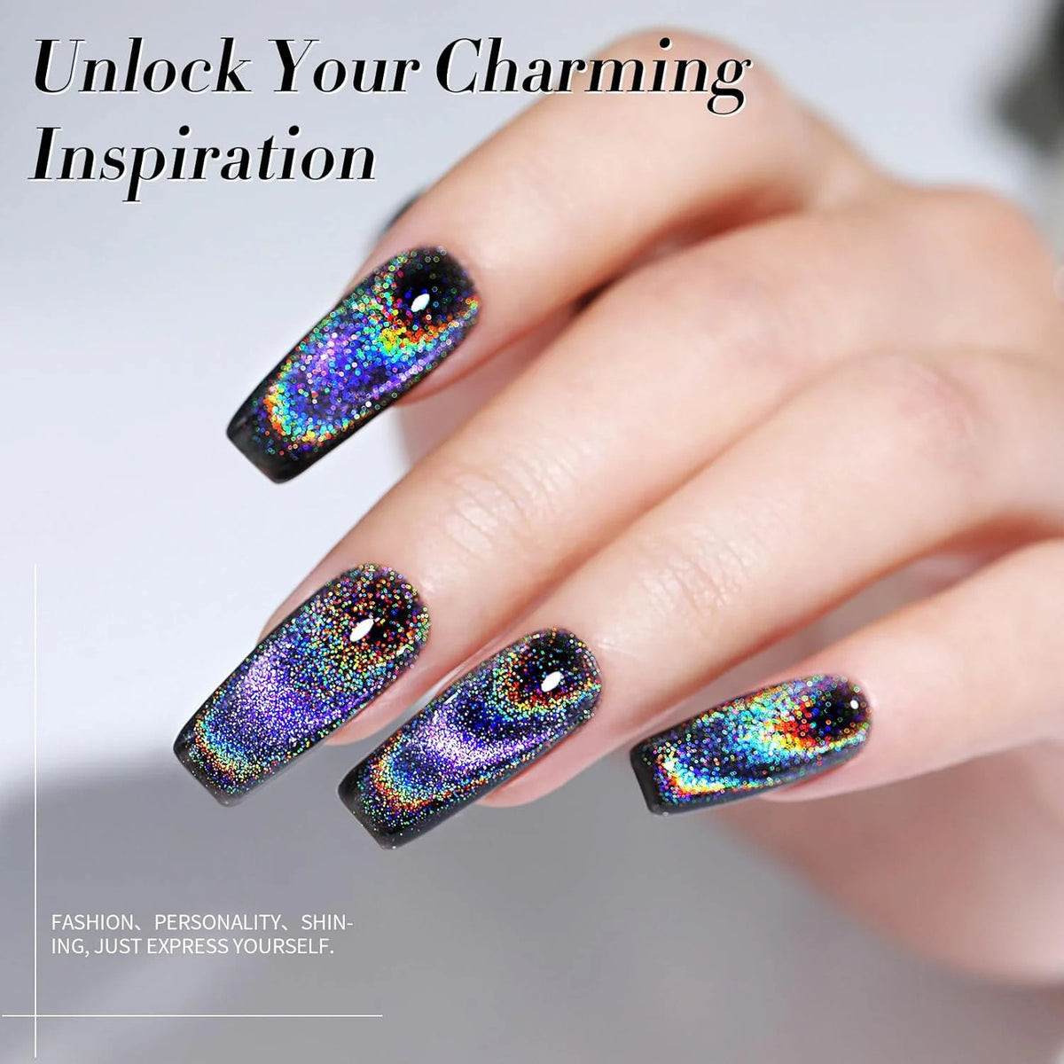 Magnetic Cat Eye Gel Nail Polish Holographic Rainbow Effect 15ml