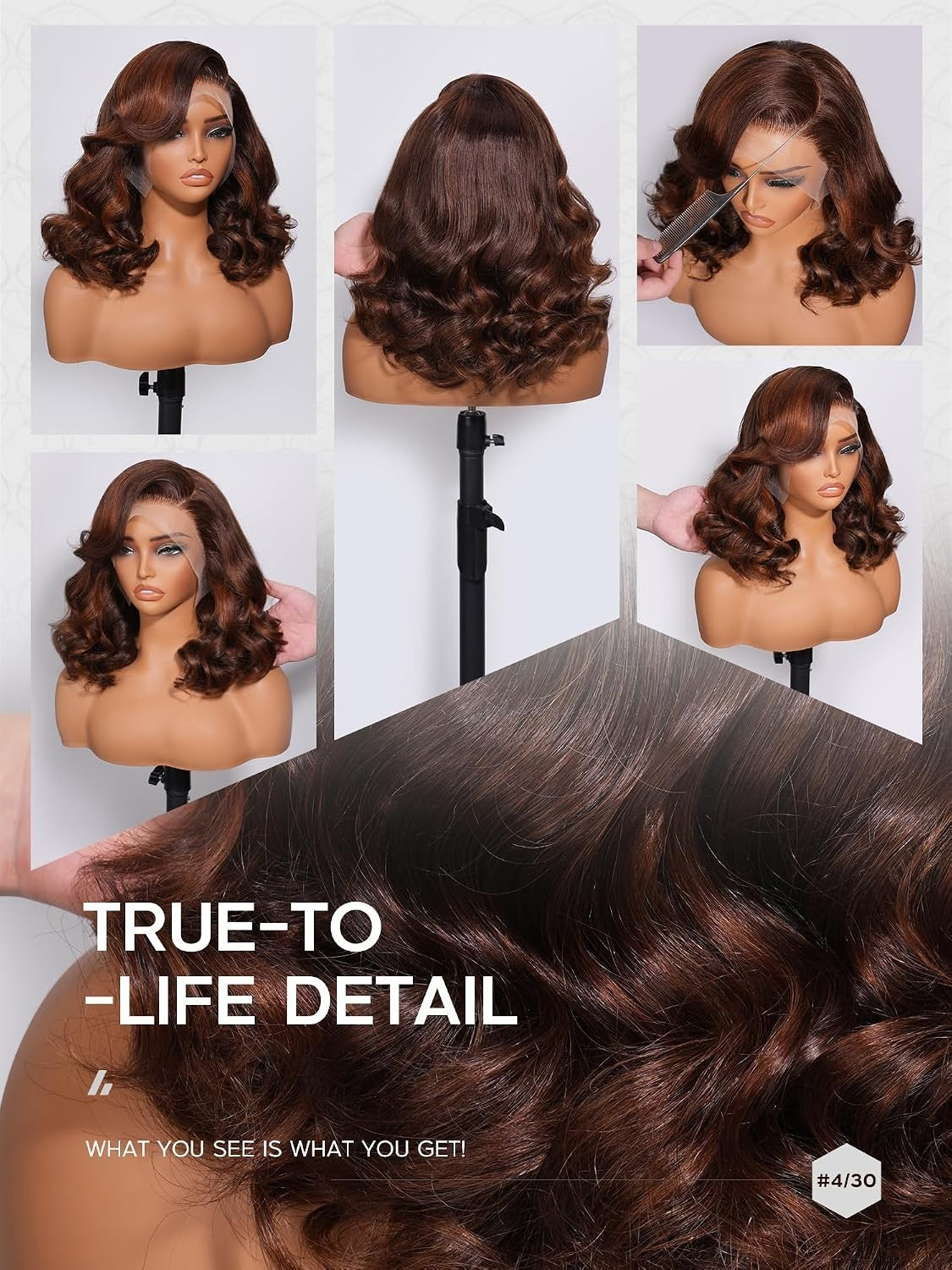 Human Hair Lace Front Wig 12 Inch Body Wave 4/30 Honey Blonde 180% Density