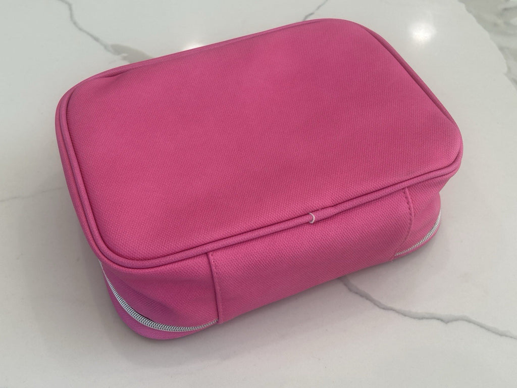 Set of 2 Pink Cosmetic & Toiletry Bags with Zipper Closures