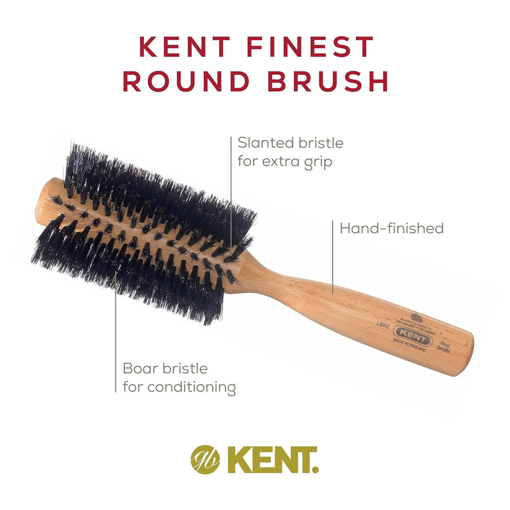 Ladies Black Boar Bristle Medium Round Hair Brush - Salon Quality