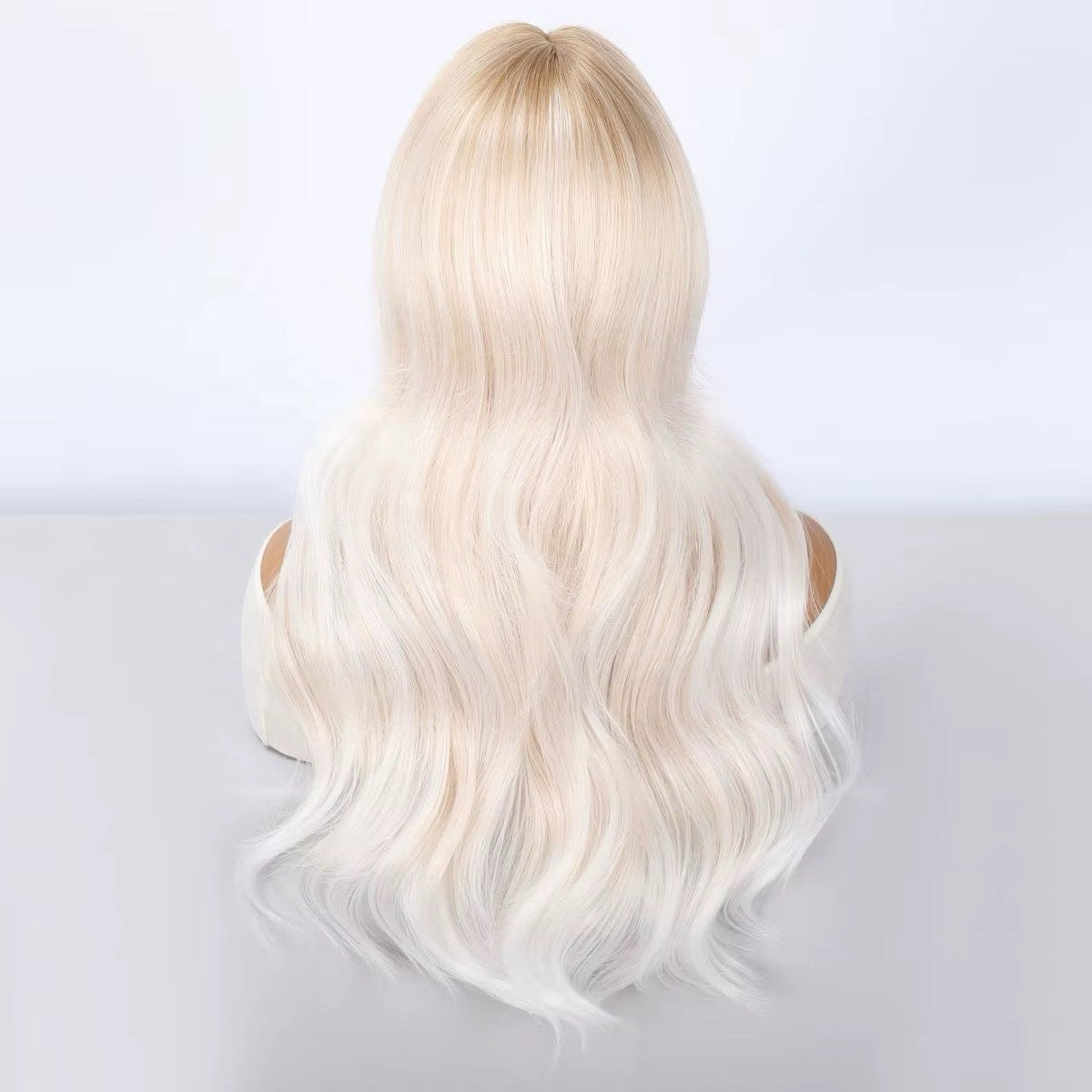 26-Inch White Transparent Lace Front Wig with Bangs for Cosplay Halloween