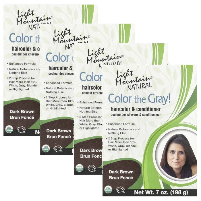 Natural Hair Color & Conditioner Dark Brown 7 oz Pack of 4 - Plant-Based