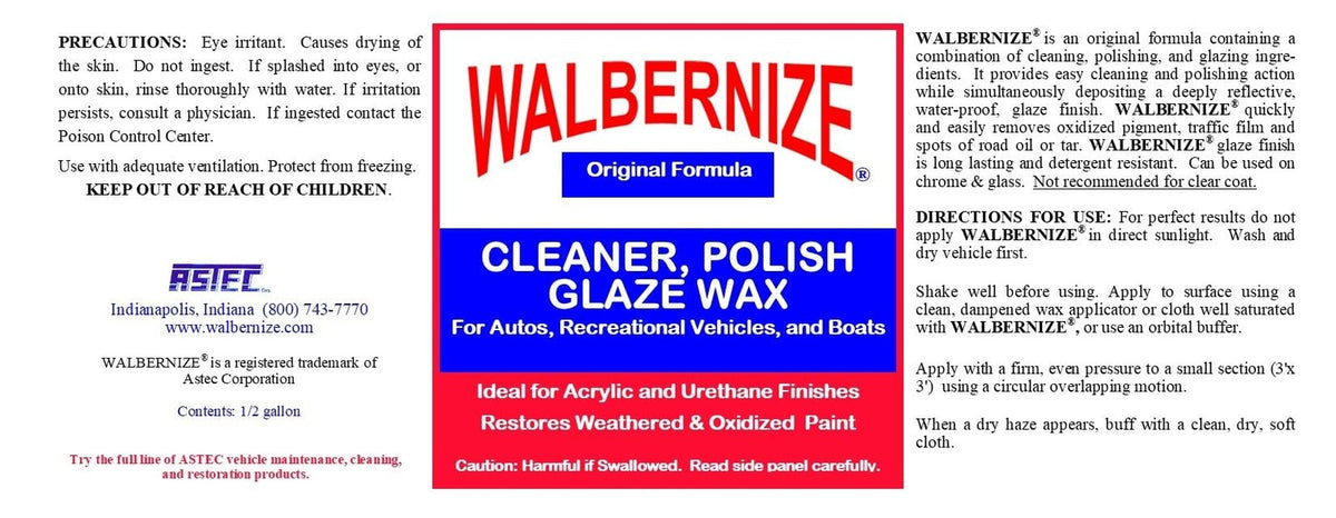 Walbernize Metal & Surface Cleaner Polish Wax 64oz for RV Boat Aircraft
