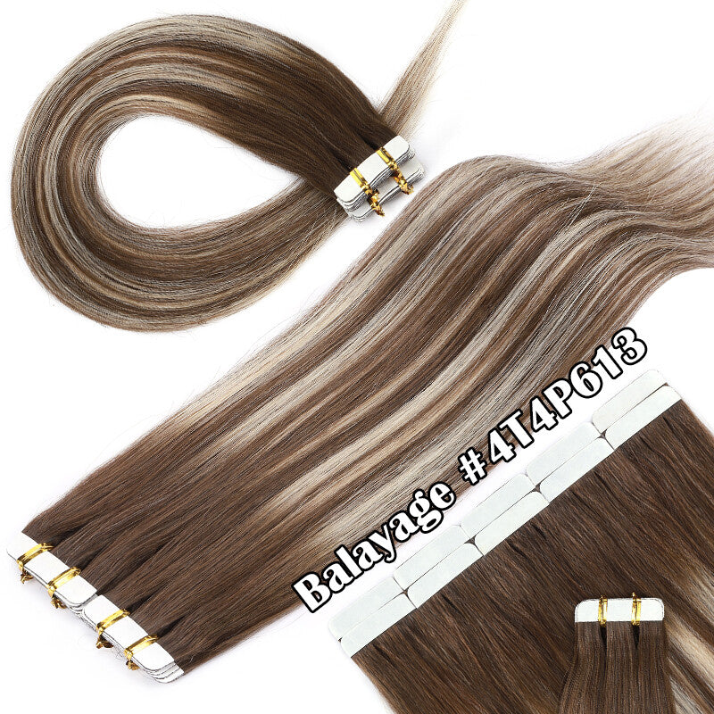 100G Tape-In Remy Hair Extensions Full Head - Russian Human Hair Thick Skin Weft