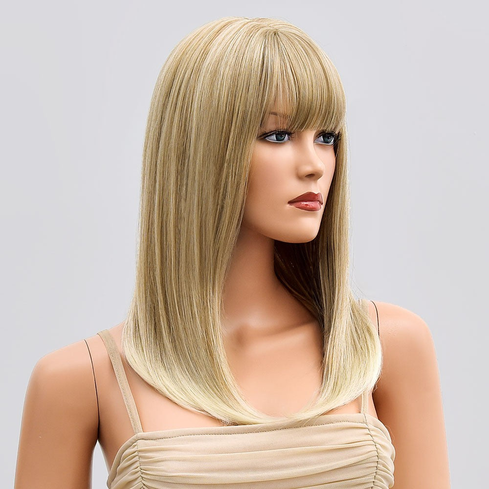 Ash Blond Short Straight Costume Wig with Fringe for Halloween