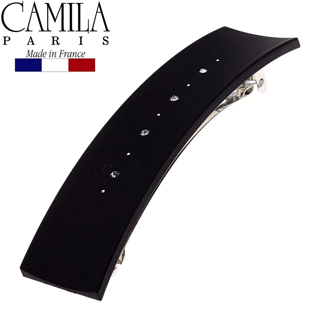 Wide Arched Swarovski Crystal No-Slip Hair Barrette - Elegant Hair Accessory