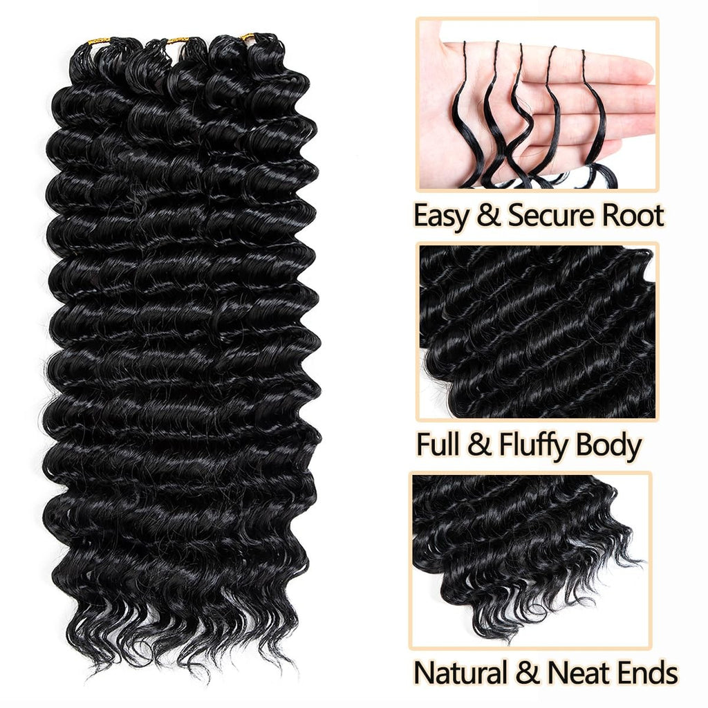 Deep Wave Feather Crochet Hair Extensions 20 Inch 120 Strands for Black Women
