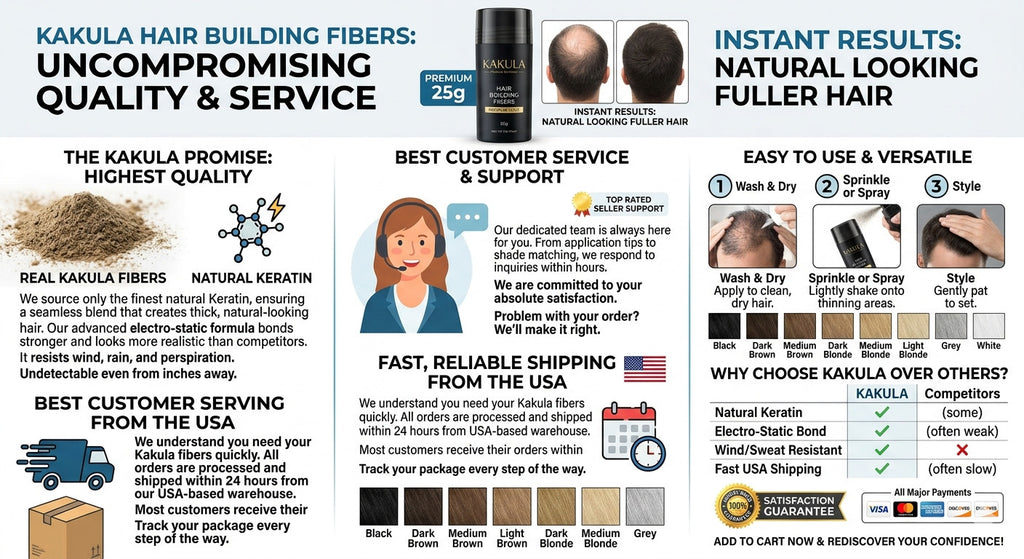 Keratin Hair Fibers for Thinning Hair - Natural Colored Fuller Look
