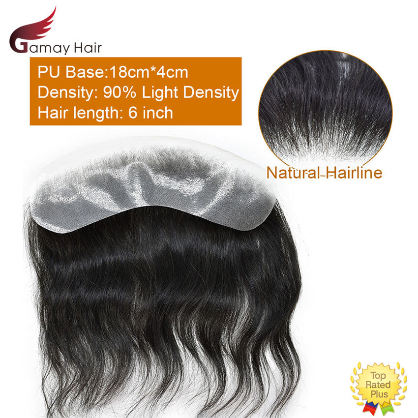 Men's Invisible Hair Frontal V-Loop Hairpiece for Receding Hairline