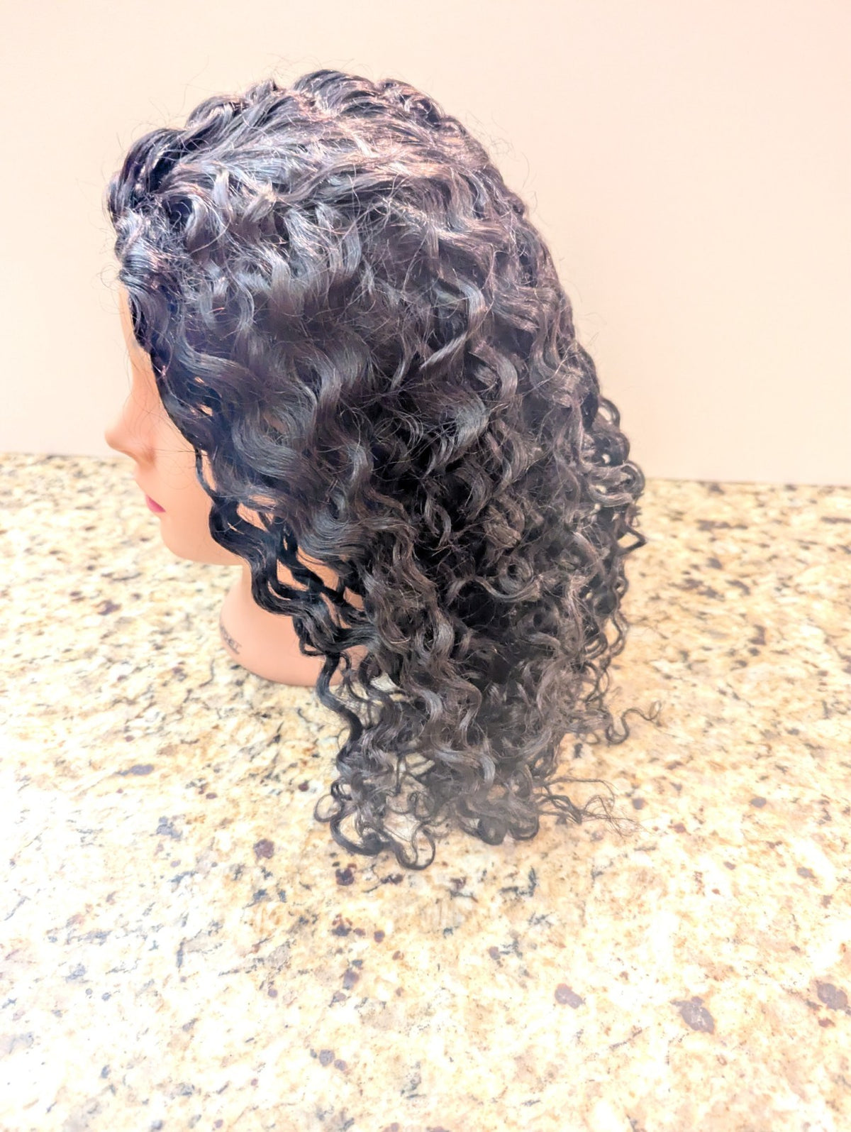 16-Inch Glueless Curly Wig for Women - Black, Natural Look