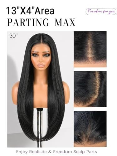 30-Inch Black Lace Front Wig with Pre-Plucked Hairline, Glueless Synthetic Hair